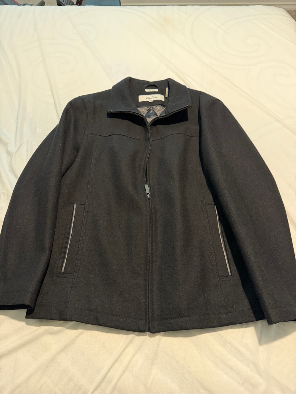 Wool-Blend Black Zip Front Jacket - Classic men’s coat